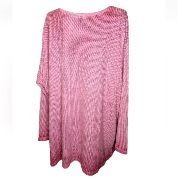 Torrid Thermal Henley Top Woman Plus 6X Ombre Pink Waffle Knit Wide Sloughy Neck - Picture 7 of 12